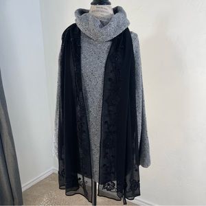 Black Scarf with Beaded Accents